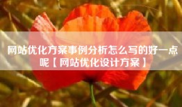 网站优化方案事例分析怎么写的好一点呢【网站优化设计方案】