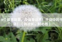 20个销售场景，及逼单话术！干货中的干货！（有点长，耐心看）