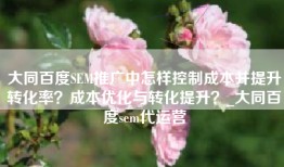 大同百度SEM推广中怎样控制成本并提升转化率？成本优化与转化提升？_大同百度sem代运营