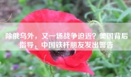 除俄乌外，又一场战争迫近？美国背后指导，中国铁杆朋友发出警告
