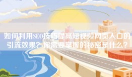 如何利用SEO技巧提高短视频网页入口的引流效果？你需要掌握的秘密是什么？