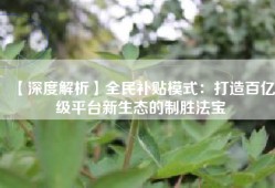 【深度解析】全民补贴模式：打造百亿级平台新生态的制胜法宝
