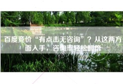 百度竞价“有点击无咨询”？从这两方面入手，咨询率轻松翻倍