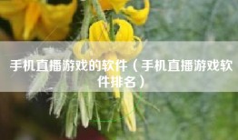 手机直播游戏的软件（手机直播游戏软件排名）