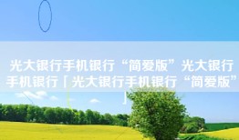 光大银行手机银行“简爱版”光大银行手机银行「光大银行手机银行“简爱版”」