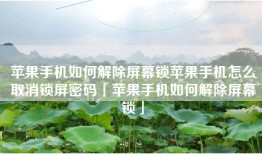 苹果手机如何解除屏幕锁苹果手机怎么取消锁屏密码「苹果手机如何解除屏幕锁」