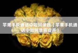 苹果手机通话中如何录音（苹果手机通话中如何录音没声）