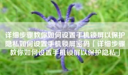 详细步骤教你如何设置手机锁屏以保护隐私如何设置手机锁屏密码「详细步骤教你如何设置手机锁屏以保护隐私」