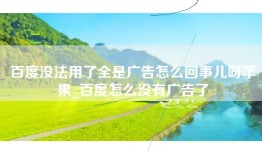 百度没法用了全是广告怎么回事儿呀苹果_百度怎么没有广告了