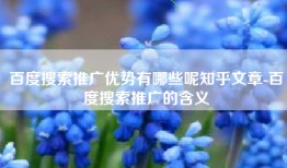 百度搜索推广优势有哪些呢知乎文章-百度搜索推广的含义