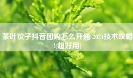 茶叶饺子抖音团购怎么开通 2024技术攻略!(超好用)
