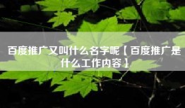 百度推广又叫什么名字呢【百度推广是什么工作内容】