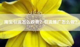 淘宝引流怎么收费？引流推广怎么做？