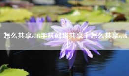 怎么共享wifi手机网络共享「怎么共享wifi」