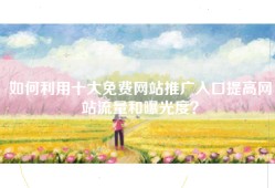 如何利用十大免费网站推广入口提高网站流量和曝光度？
