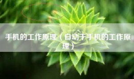 手机的工作原理（自动干手机的工作原理）