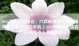 2024手机性能排名：六款耐用顶尖手机推荐电池最耐用的手机「2024手机性能排名：六款耐用顶尖手机推荐」