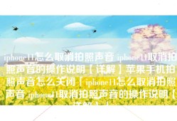 iphone11怎么取消拍照声音 iphone11取消拍照声音的操作说明【详解】苹果手机拍照声音怎么关闭「iphone11怎么取消拍照声音 iphone11取消拍照声音的操作说明【详解】」