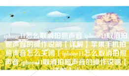 iphone11怎么取消拍照声音 iphone11取消拍照声音的操作说明【详解】苹果手机拍照声音怎么关闭「iphone11怎么取消拍照声音 iphone11取消拍照声音的操作说明【详解】」