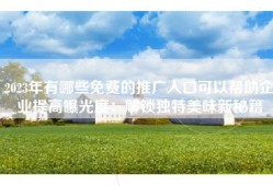 2023年有哪些免费的推广入口可以帮助企业提高曝光度：解锁独特美味新秘籍