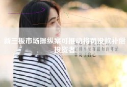 新三板市场操纵案可推动将罚没款补偿投资者