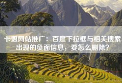 卡盟网站推广：百度下拉框与相关搜索出现的负面信息，要怎么删除？