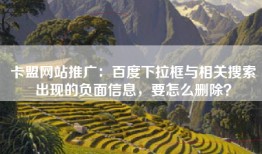 卡盟网站推广：百度下拉框与相关搜索出现的负面信息，要怎么删除？