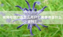 视频号做广告怎么开户？需要准备什么资料？