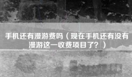 手机还有漫游费吗（现在手机还有没有漫游这一收费项目了？）