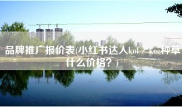 品牌推广报价表(小红书达人kol／koc种草什么价格？)