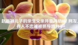 赵丽颖儿子的亲生父亲并非冯绍峰! 网友, 有人不忠诚被抓导致分手