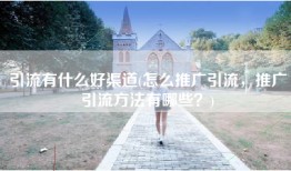 引流有什么好渠道(怎么推广引流，推广引流方法有哪些？)