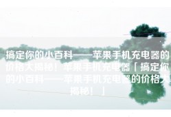 搞定你的小百科——苹果手机充电器的价格大揭秘！苹果手机充电器「搞定你的小百科——苹果手机充电器的价格大揭秘！」