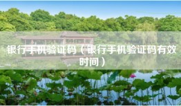 银行手机验证码（银行手机验证码有效时间）