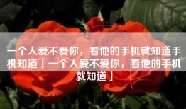 一个人爱不爱你，看他的手机就知道手机知道「一个人爱不爱你，看他的手机就知道」