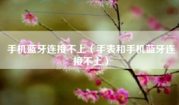 手机蓝牙连接不上（手表和手机蓝牙连接不上）
