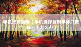 手机选择复制（手机选择复制字体只选择一半怎么办）