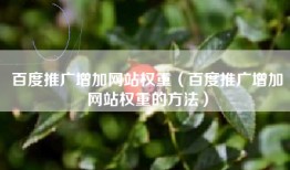 百度推广增加网站权重（百度推广增加网站权重的方法）