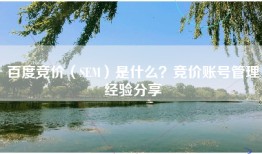 百度竞价（SEM）是什么？竞价账号管理经验分享