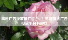 腾讯广告投放推广平台id？电脑腾讯广告投放平台有哪些