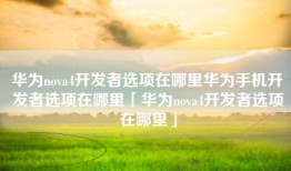 华为nova4开发者选项在哪里华为手机开发者选项在哪里「华为nova4开发者选项在哪里」