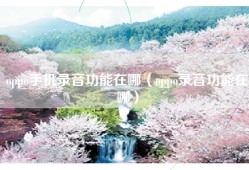 oppo手机录音功能在哪（oppo录音功能在哪）
