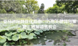 亚马逊标题优化指南：巧用关键词与策略，增加销售机会