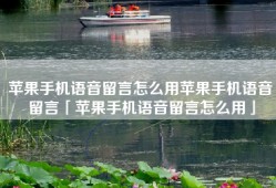 苹果手机语音留言怎么用苹果手机语音留言「苹果手机语音留言怎么用」