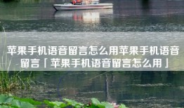 苹果手机语音留言怎么用苹果手机语音留言「苹果手机语音留言怎么用」