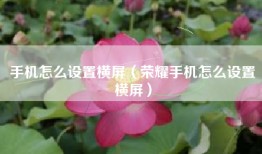 手机怎么设置横屏（荣耀手机怎么设置横屏）