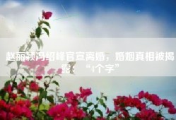 赵丽颖冯绍峰官宣离婚，婚姻真相被揭露：“4个字”