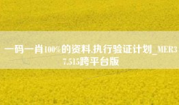 一码一肖100%的资料,执行验证计划_MER37.515跨平台版