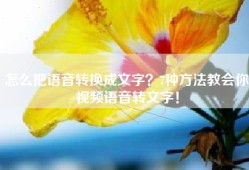 怎么把语音转换成文字？7种方法教会你视频语音转文字！