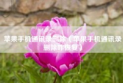 苹果手机通讯录删除（苹果手机通讯录删除咋恢复）